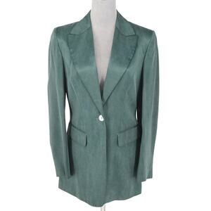 Pera at Richards Jacket Womens 4 Green Satin Lined Blazer Pockets Party Career